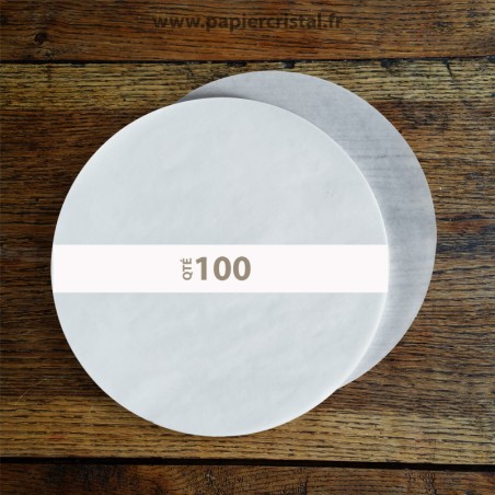 Disques ronds en papier cristal de diamètre 300 mm  – 100 unités – schéma avec côtes