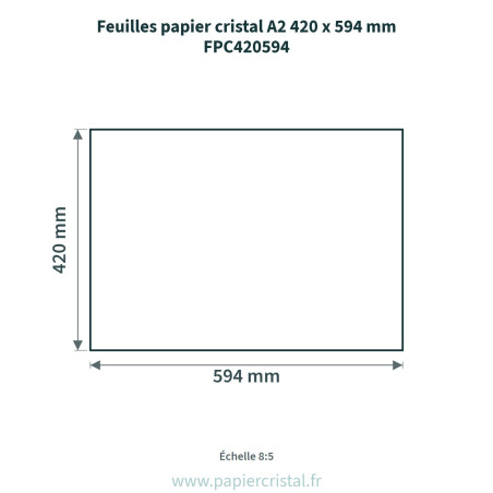 Feuilles papier cristal A2 420 x 594 mm – 25 unités – schéma avec côtes