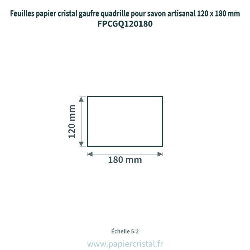 Feuilles papier cristal gaufré lin pour savon artisanal 120 x 180 mm – 100 unités – schéma avec côtes