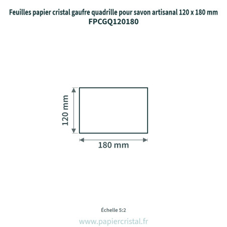 Feuilles papier cristal gaufré lin pour savon artisanal 120 x 180 mm – 100 unités – schéma avec côtes