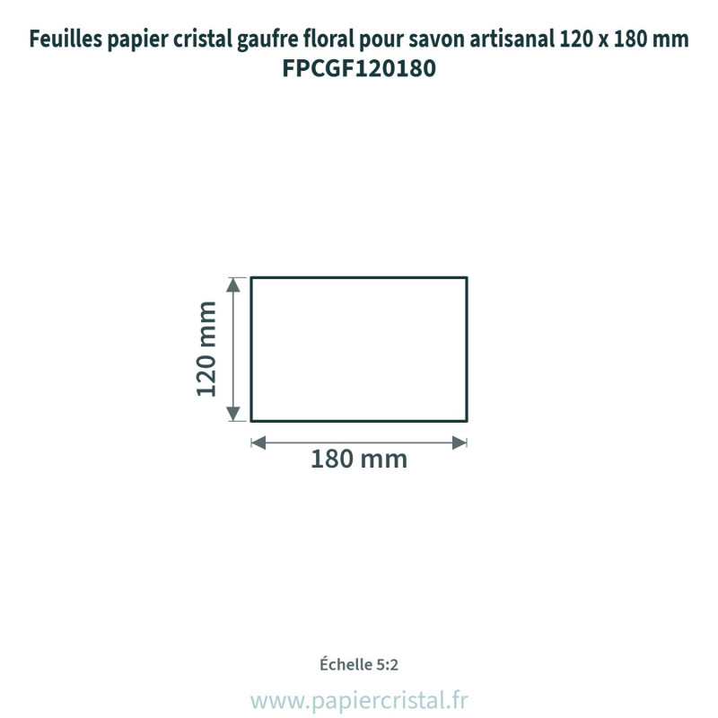 Feuilles papier cristal gaufré ver à soie pour savon artisanal 120 x 180 mm – 100 unités –  – schéma avec côtes
