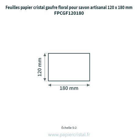 Feuilles papier cristal gaufré ver à soie pour savon artisanal 120 x 180 mm – 100 unités –  – schéma avec côtes