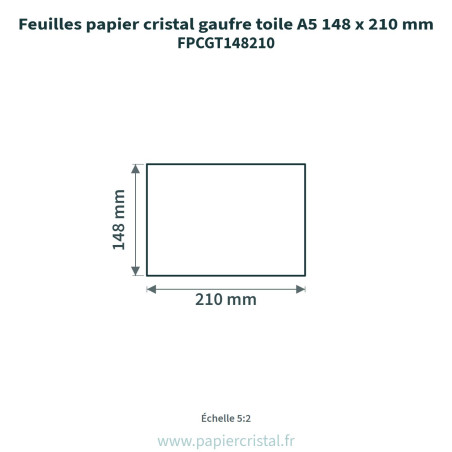 Feuilles papier cristal gaufre toile pour savon artisanal 120 x 180 mm – 100 unités – schéma avec côtes