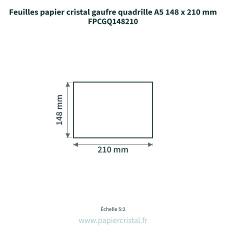 Feuilles papier cristal gaufré lin A5 148 x 210 mm – 100 unités – schéma avec côtes