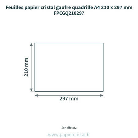 Feuilles papier cristal gaufré lin A4 210 x 297 mm – 100 unités –  – schéma avec côtes