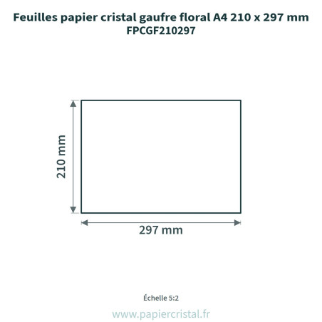 Feuilles papier cristal gaufré ver à soie A4 210 x 297 mm – 100 unités – schéma avec côtes